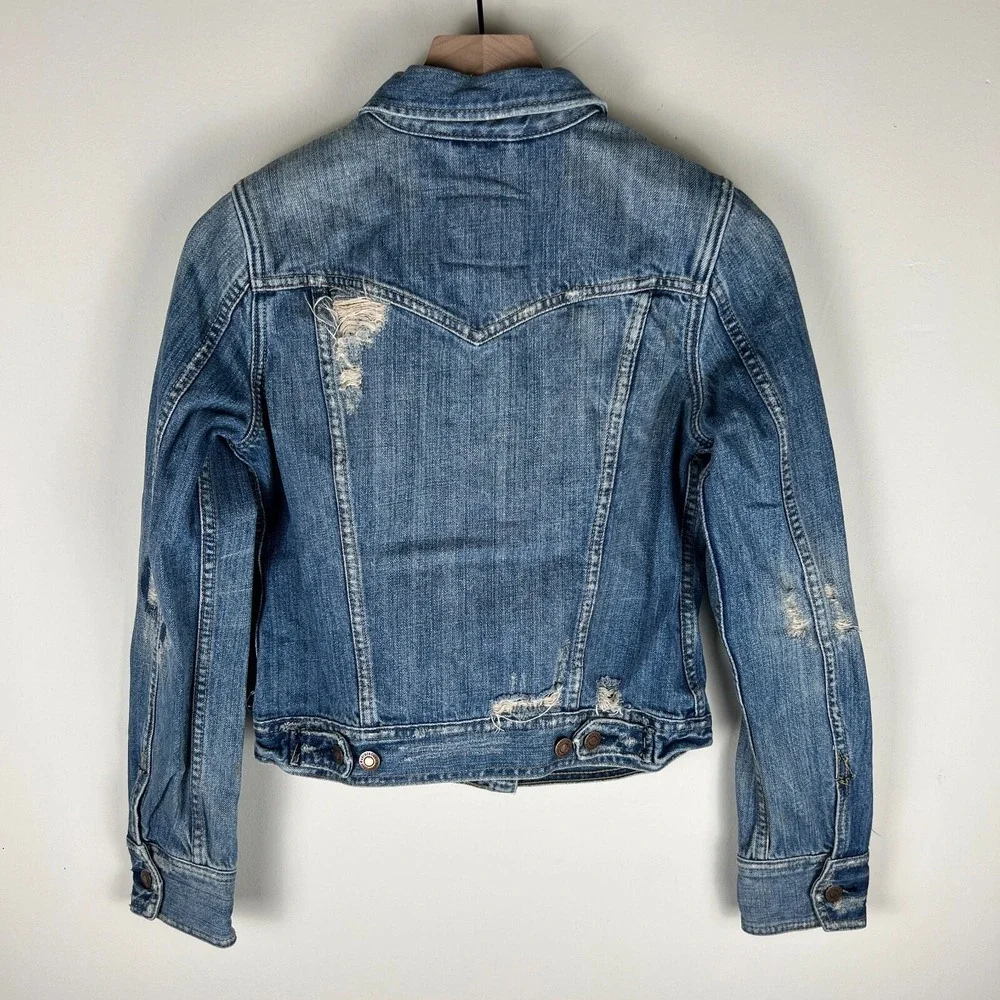 Abercrombie & Fitch Distressed Denim Jean Jacket Girls Size Medium‎ 17.5x20.5